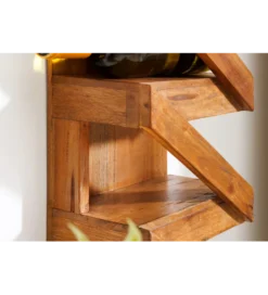 Stojak na wino MAKASSAR 80 cm na 5 butelek drewno teak