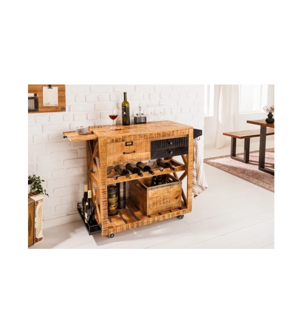 Stojak na wino REMMES 92 cm drewno mango