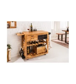 Stojak na wino REMMES 92 cm drewno mango