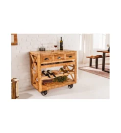 Stojak na wino REMMES 86 cm drewno mango