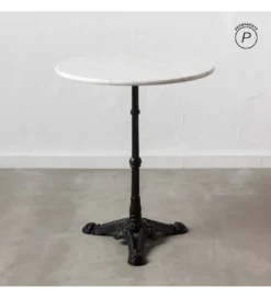 Stół okrągły AUESON 60 cm czarny blat w optyce marmuru