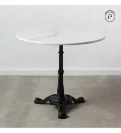 Stół okrągły AUESON 80 cm czarny blat w optyce marmuru
