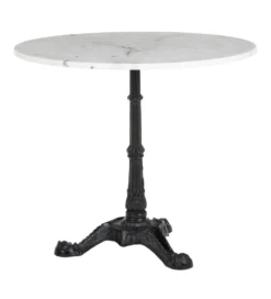 Stół okrągły AUESON 80 cm czarny blat w optyce marmuru