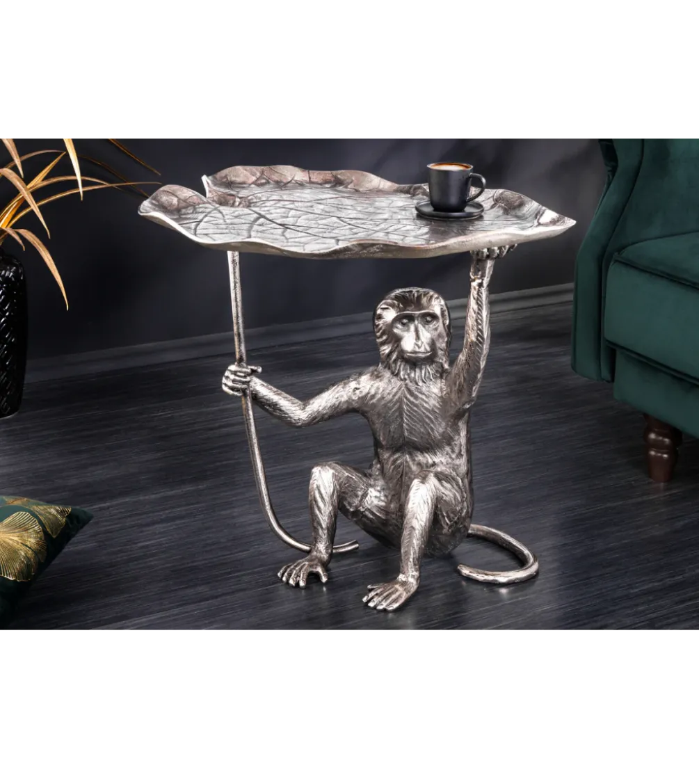 Stolik kawowy WILDLIFE MONKEY 55 cm srebrny
