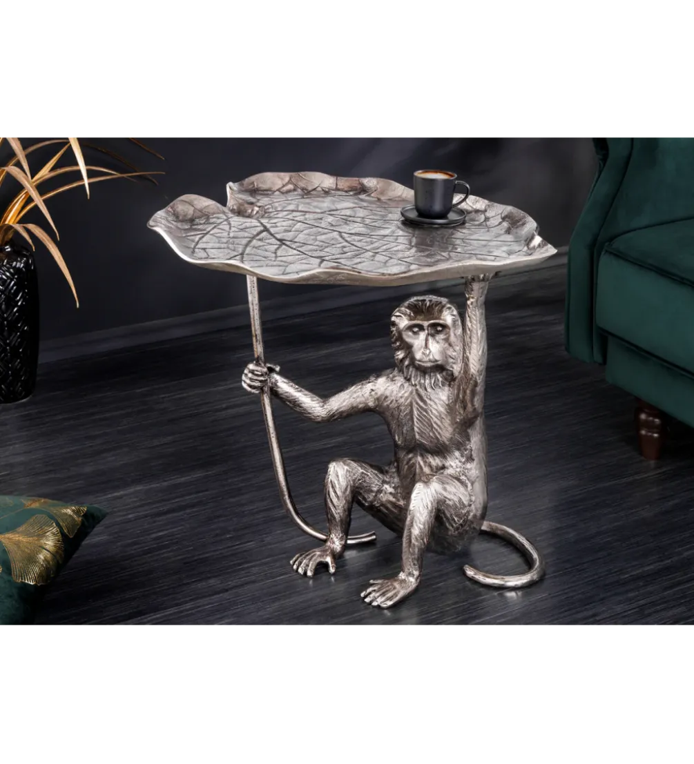 Stolik kawowy WILDLIFE MONKEY 55 cm srebrny