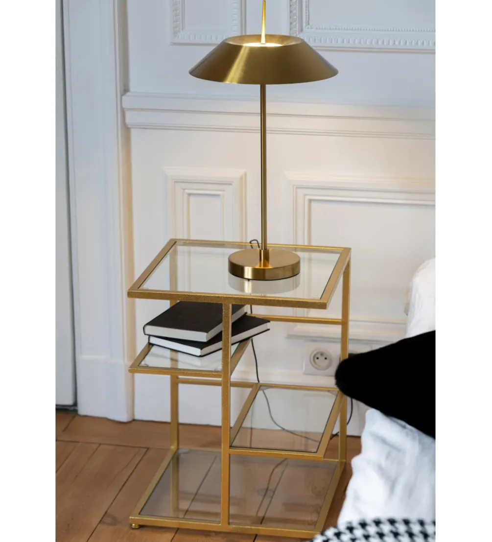 Stolik nocny RACKYN 40 cm szklana złota