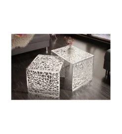Stolik Abstract DELICADO Zestaw 2 Srebrny