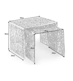 Stolik Abstract DELICADO Zestaw 2 Srebrny