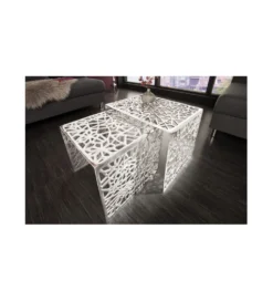 Stolik Abstract DELICADO Zestaw 2 Srebrny