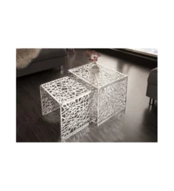 Stolik Abstract DELICADO Zestaw 2 Srebrny