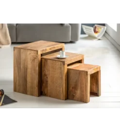 Stolik Finice Craft kawowy Makassar SET 3 drewno mango