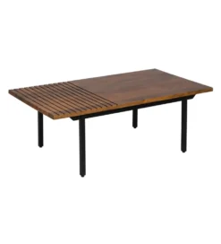 Stolik kawowy ABNER 110 cm drewno mango Brązowa