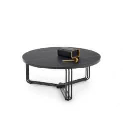 Stolik kawowy ANTICA 80 cm w optyce czarnego marmuru