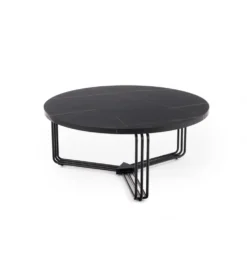 Stolik kawowy ANTICA 80 cm w optyce czarnego marmuru