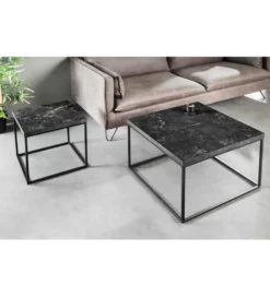 Stolik kawowy ARCHITECTURE 60 cm w optyce czarnego marmuru
