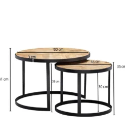 Stolik kawowy ARHUS set 2 drewno