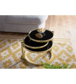 Stolik kawowy ART DECO 58 cm - 139 cm  czarno złoty