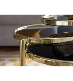 Stolik kawowy ART DECO 58 cm - 139 cm  czarno złoty