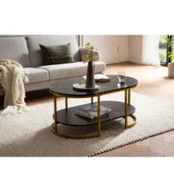 Stolik kawowy ARTIM 100 cm w optyce czarnego marmuru