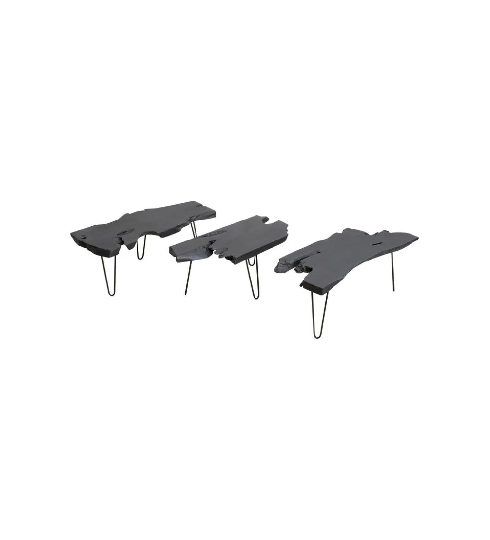 Stolik kawowy ASPEN 100 cm drewno teak czarny