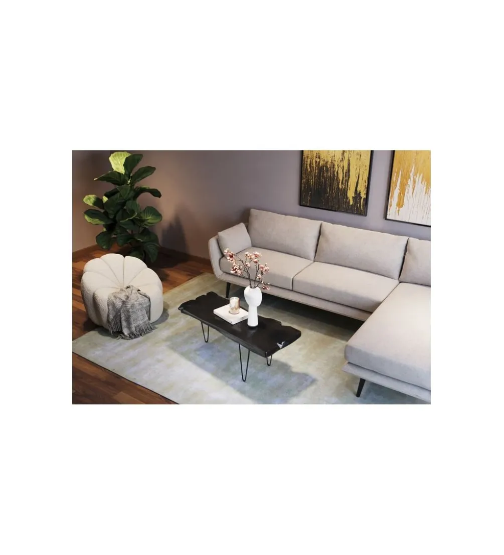 Stolik kawowy ASPEN 100 cm drewno teak czarny