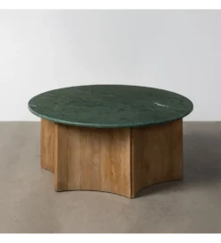 Stolik kawowy AUXY 97 cm drewno mango marmur