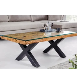 Stolik kawowy BARRACUDA110 cm drewno teak bez szkła