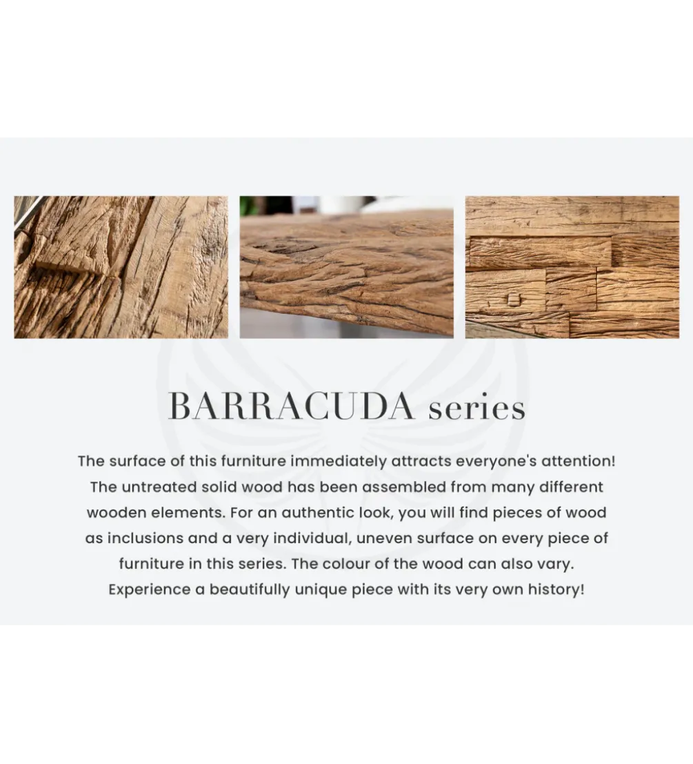 Stolik kawowy BARRACUDA110 cm drewno teak bez szkła