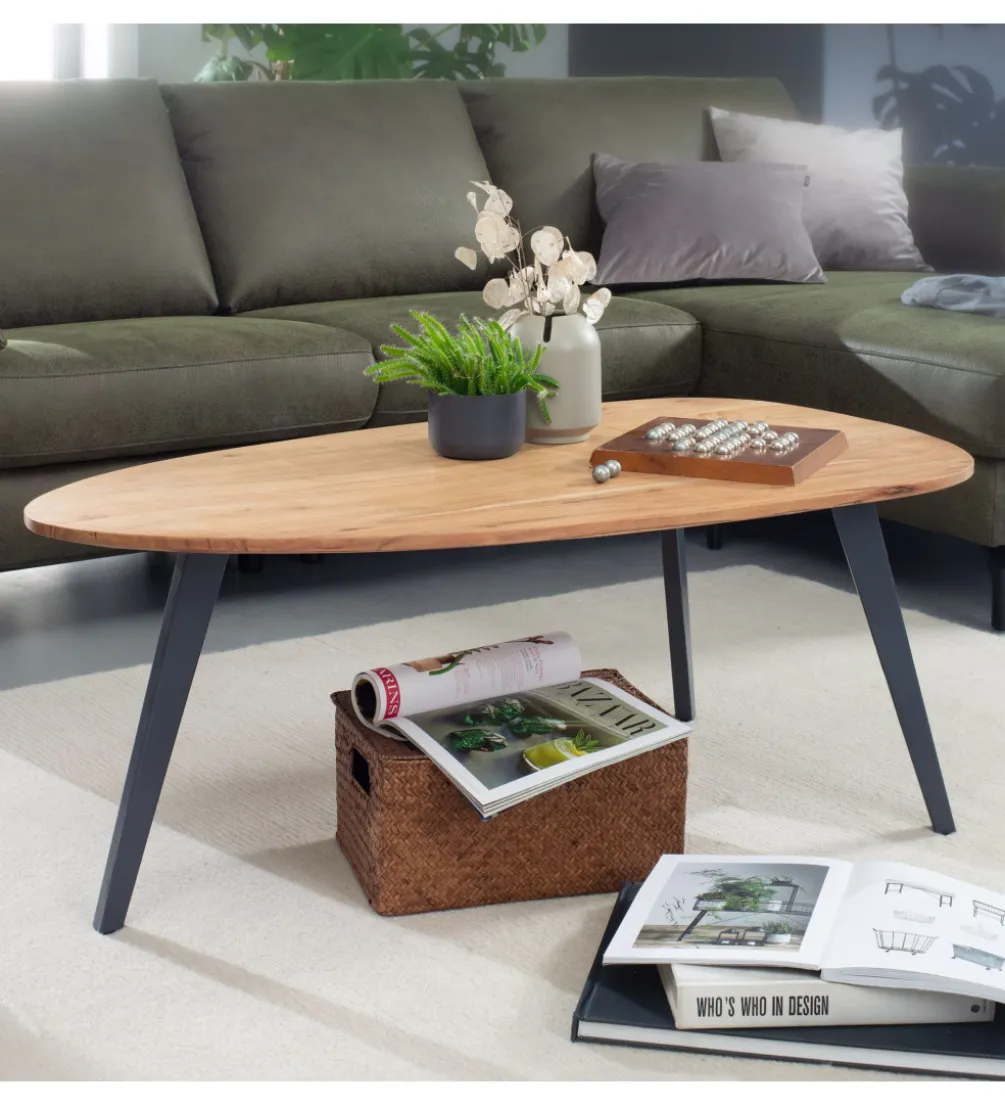 Stolik kawowy BAZEMIT 110 cm drewno akacja
