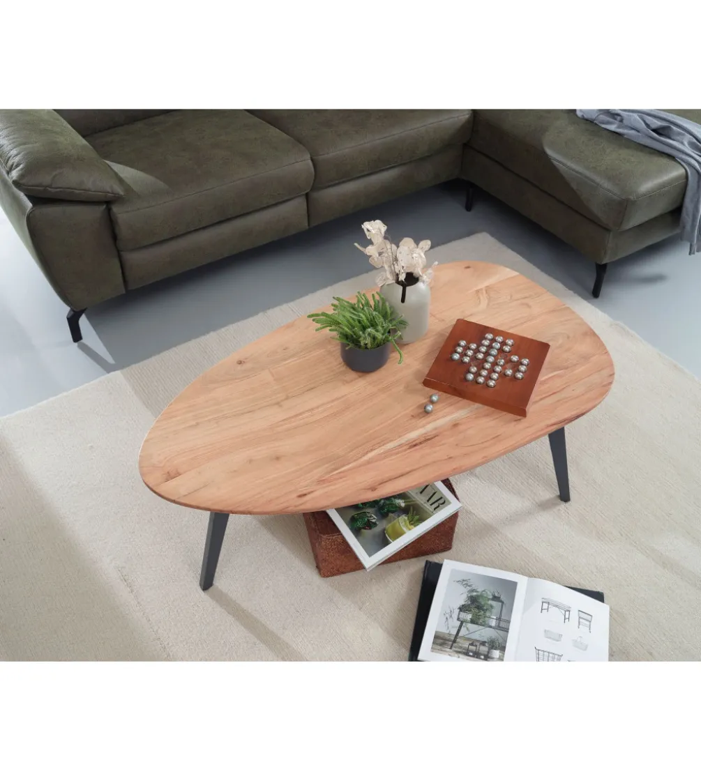 Stolik kawowy BAZEMIT 110 cm drewno akacja
