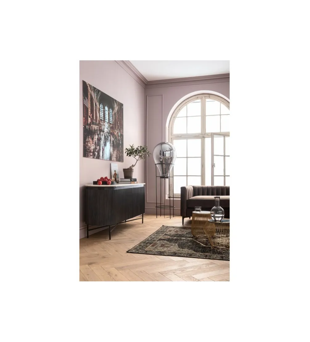Stolik kawowy BEAM 32 cm biały marmur brąz