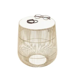 Stolik kawowy BEAM 32 cm biały marmur brąz