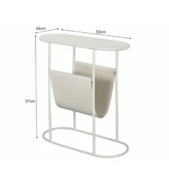Stolik kawowy boczny BRIX LUNA 57 cm biały