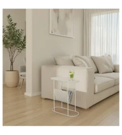 Stolik kawowy boczny BRIX LUNA 57 cm biały