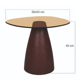 Stolik kawowy boczny BRIX MYLON 50 cm burgundowy szklany
