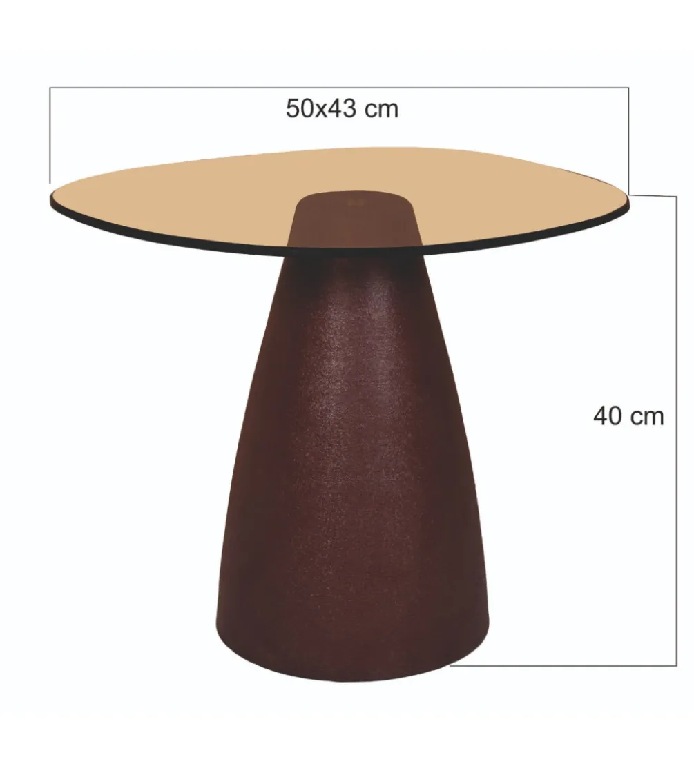 Stolik kawowy boczny BRIX MYLON 50 cm burgundowy szklany
