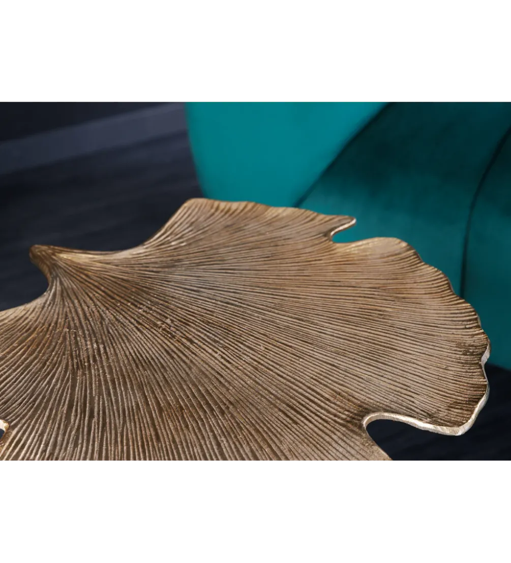 Stolik kawowy boczny GINKGO LEAF 53 cm złoty