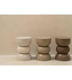 Stolik kawowy boczny LISE 43 cm beżowy