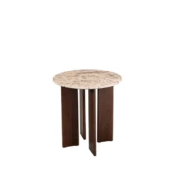 Stolik kawowy boczny MATHILDE 50 cm w optyce marmuru