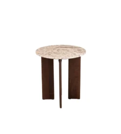Stolik kawowy boczny MATHILDE 50 cm w optyce marmuru