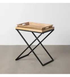 Stolik kawowy boczny RENAKONY 61 cm naturalny czarny