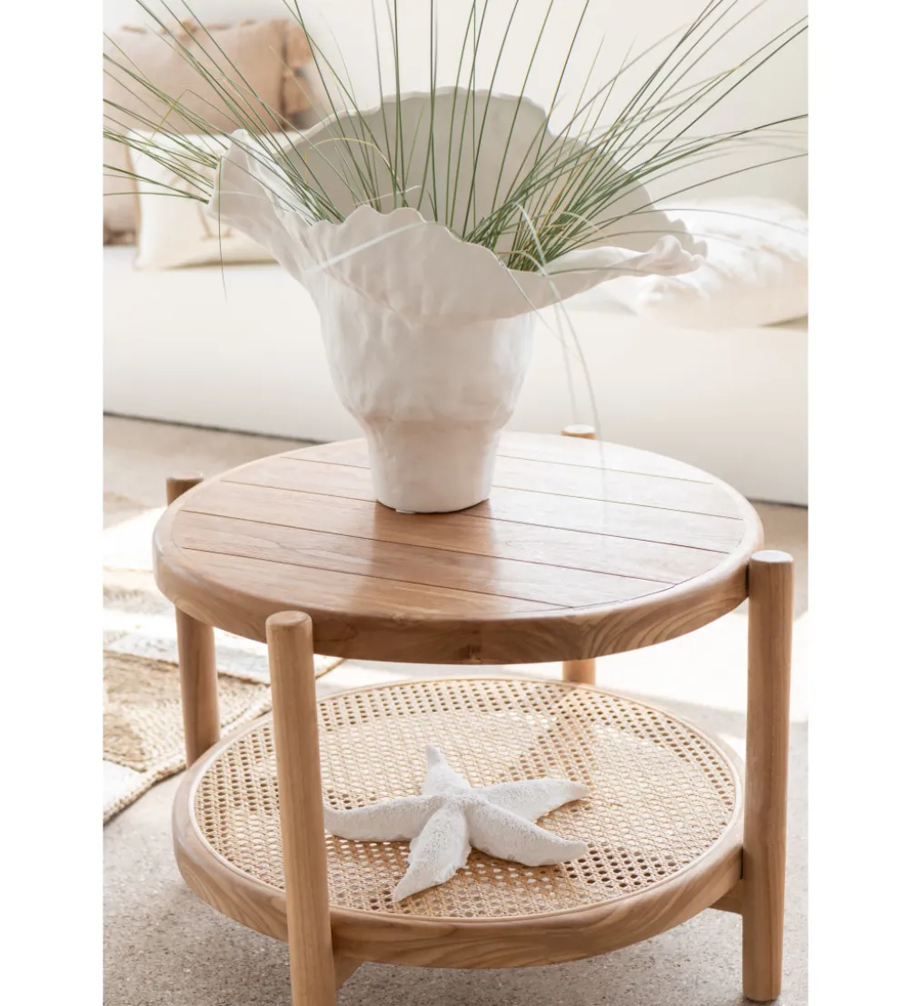 Stolik kawowy boczny ROSMYN 68 cm drewno teak