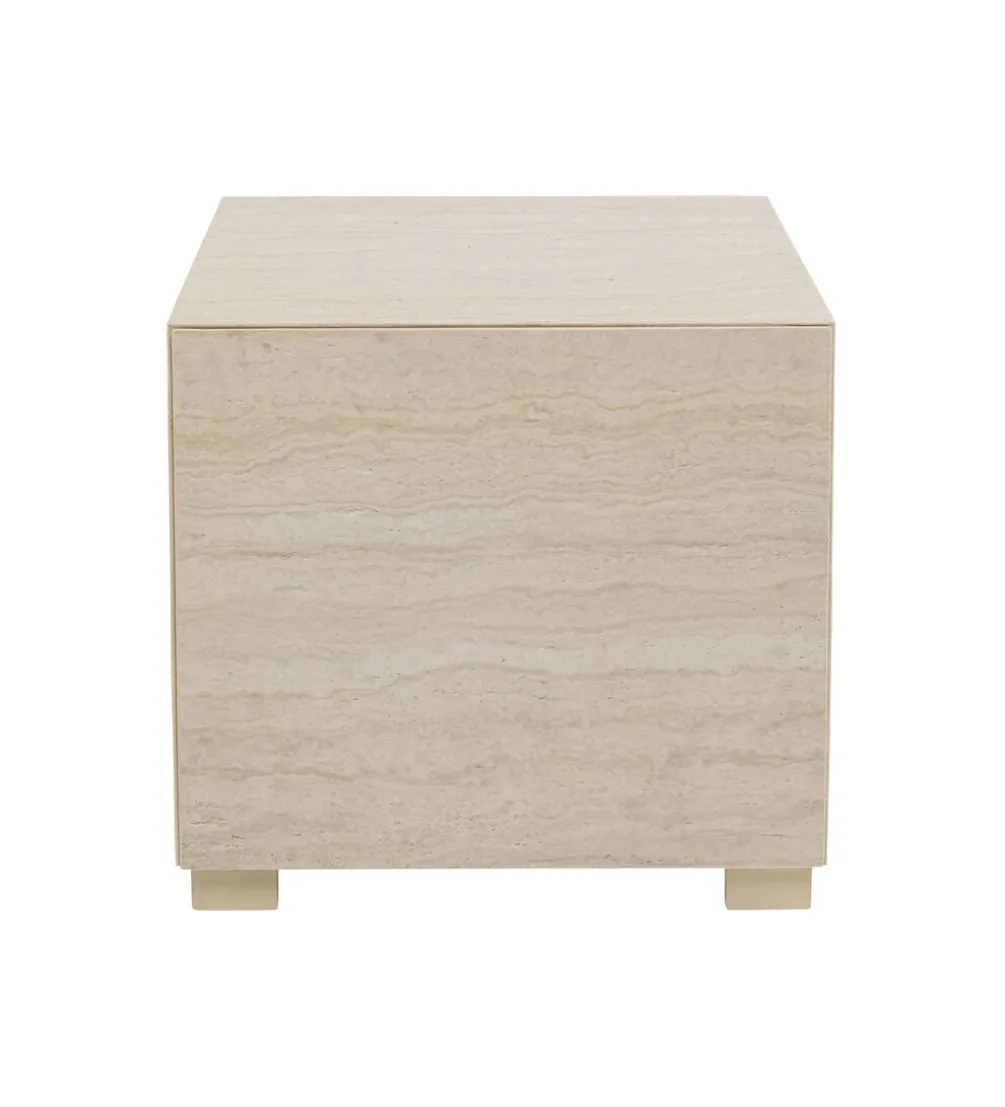 Stolik kawowy boczny TRAVERTINO 45 x 45 cm naturalny