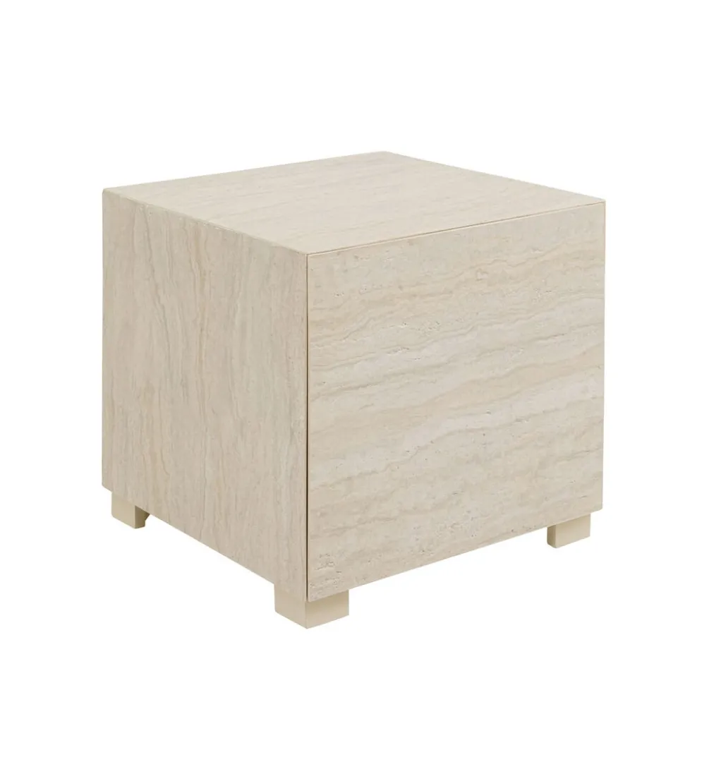 Stolik kawowy boczny TRAVERTINO 45 x 45 cm naturalny