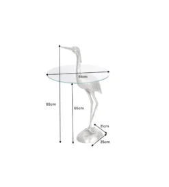 Stolik kawowy boczny WILDLIFE HERON 90 cm srebrny