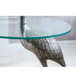 Stolik kawowy boczny WILDLIFE HERON 90 cm srebrny