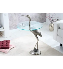 Stolik kawowy boczny WILDLIFE HERON 90 cm srebrny