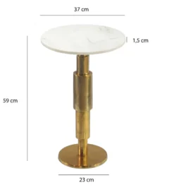 Stolik kawowy boczny WOHNLING 59 cm biały złoty