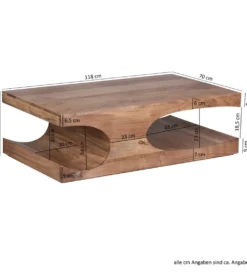 Stolik kawowy BOHA  118 cm drewno akacja