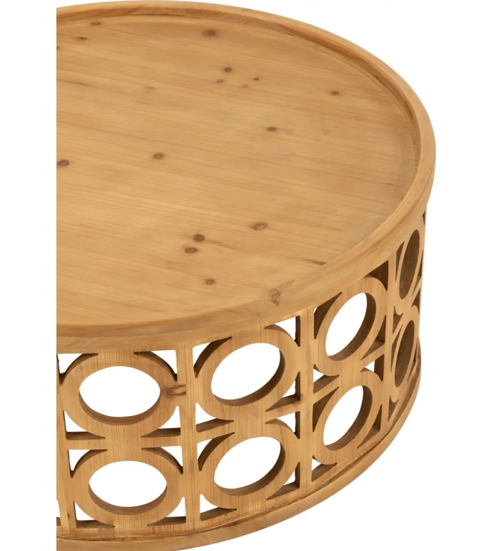 Stolik kawowy CARVI 80 cm drewno jodła